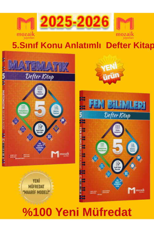%100 Yeni Maarif 5.Sınıf Matematik-Fen Konu Anlatımlı Defter Seti+Tablet Kalemi