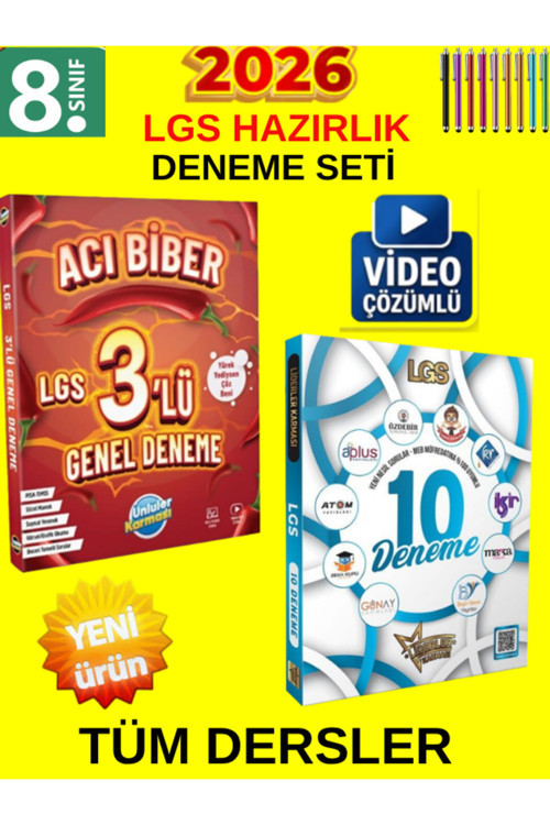 8.Sınıf Lgs Süper İkili Tüm Ders Genel Deneme Set-Ünlüler Acı Biber 3Lü+Liderler 10Lu Deneme