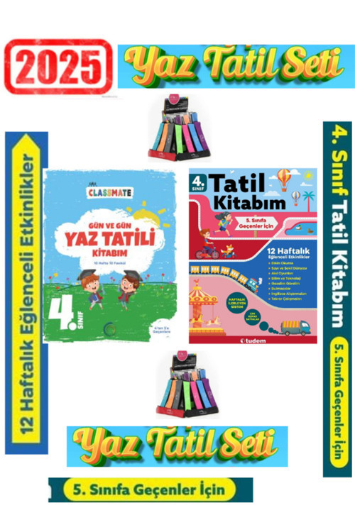 Okyanus 4.Sınıf Gün Gün Yaz Tatil+Tudem 4.Sınıf 12 Haftalık Yaz Tatil Seti+Kalem