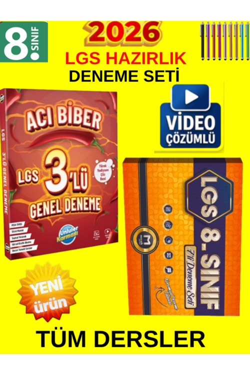 8.Sınıf Lgs Süper İkili Tüm Ders Genel Deneme Set-Ünlüler Acı Biber 3Lü+Mozaik 7 Li Genel Deneme