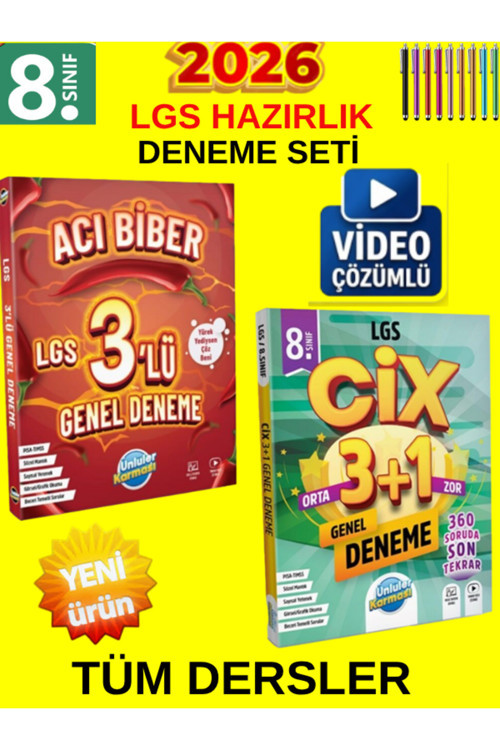 8.Sınıf Lgs Süper İkili Tüm Ders Genel Deneme Set-Ünlüler Acı Biber 3Lü+Ünlüler Cix 3+1 Deneme