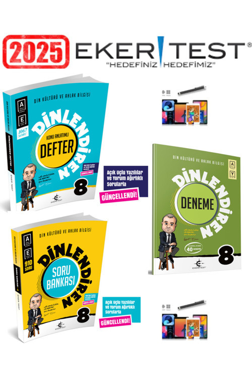 Eker Test 8.Sınıf Dinlendiren Konu+Soru+Deneme Seti+Android Kalem