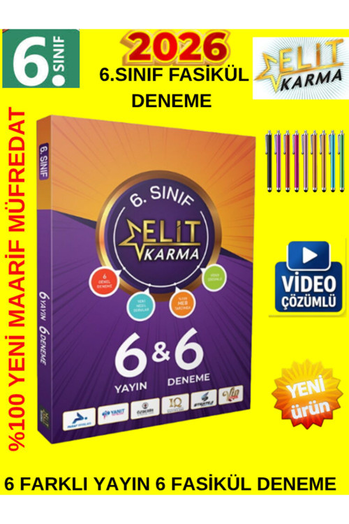 Elite Karma Yayınları 2026 6.Sınıf %100 Yeni Müfredat 6 & 6 Fasikül Deneme+Android Kalem