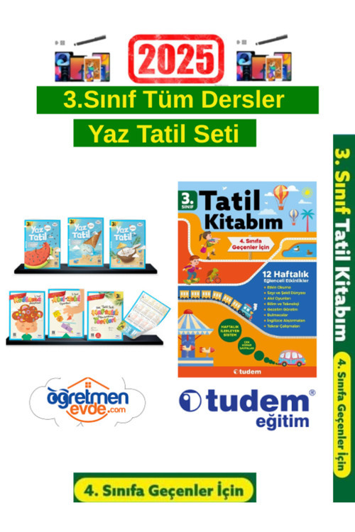 Öğretmen Evde 3.Sınıf Yaz Tatil Seti+Tudem 3.Sınıf 12 Haftalık Yaz Tatil Seti+Android Kalem
