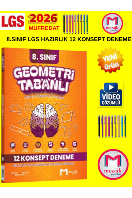 Mozaik Lgs 2026 Geometri Tabanlı 12 Konsept Deneme 8. Sınıf - Tamamı Beceri Temelli+Android Kalem