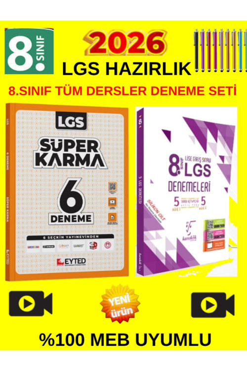 Eyted 8.Sınıf Süper Karma 6 Lı Deneme+Karekök 8.Sınıf Lgs 5+5 Tüm Dersler Genel Deneme+Kalem
