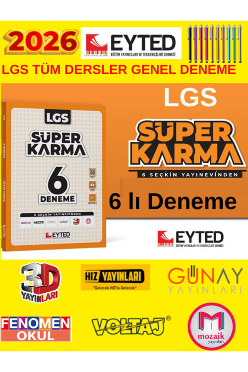 Eyted Yayınları 8.Sınıf Lgs Süper Karma 6 Farklı Yayın Genel Deneme +Tablet Kalem