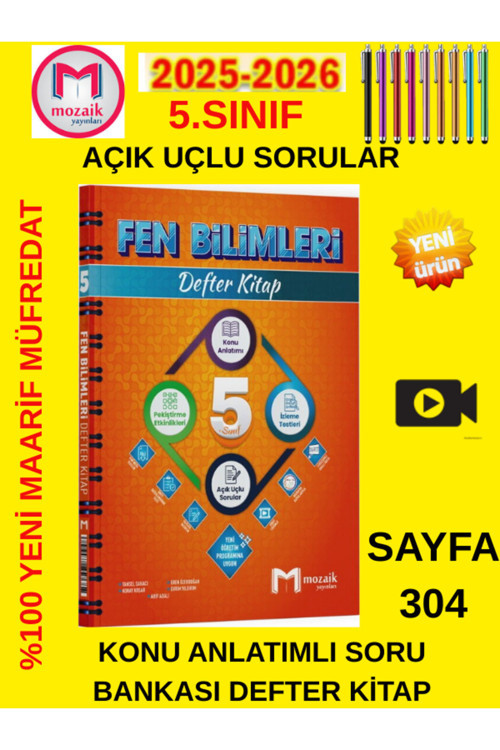 5.Sınıf Fen Konu Özetli Soru Bankası Açık Uçlu Sorular+Tablet Kalem