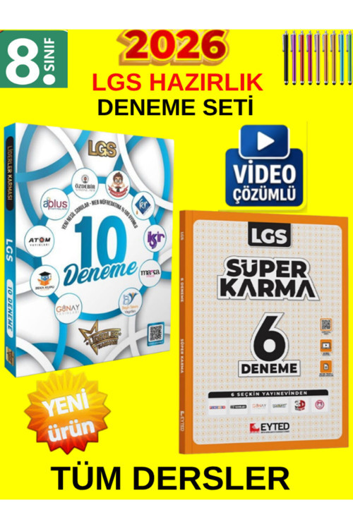Lgs Kazan Süper İkili 8. Sınıf Tüm Ders Genel Deneme Seti-Liderler 10+Eyted Süper Karma 5Li