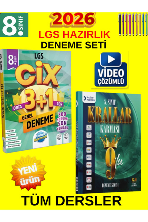 8. Sınıf Lgs 2026 Ünlüler Cix 4 Deneme +Krallar Karması 9 Lu +Tablet Kalem
