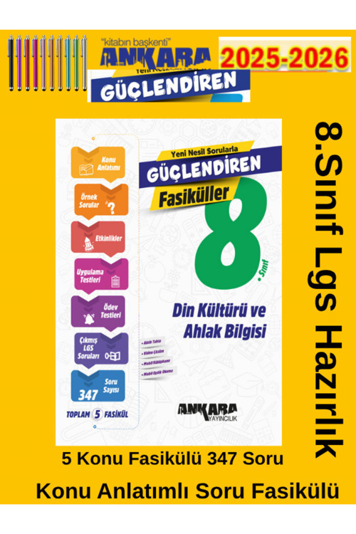 Ankara %100 Yeni Müfredat 8.Sınıf Güçlendiren Din Kültürü Konu-Soru Fasikülü+Android Kalem