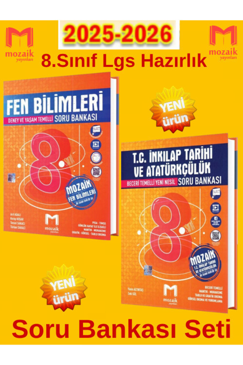 Mozaik Yayınları 2025-2026 Müfredat 8.Sınıf (F-İ) Soru Bankası Seti+Tablet Kalemi