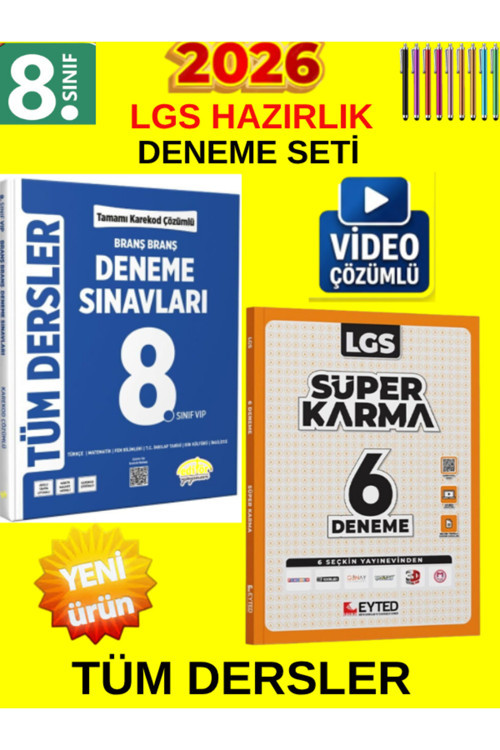 Lgs Süper İkili 8. Sınıf Tüm Ders Genel Deneme Seti-Editör Branş Branş+Eyted Süper Karma 6Lı