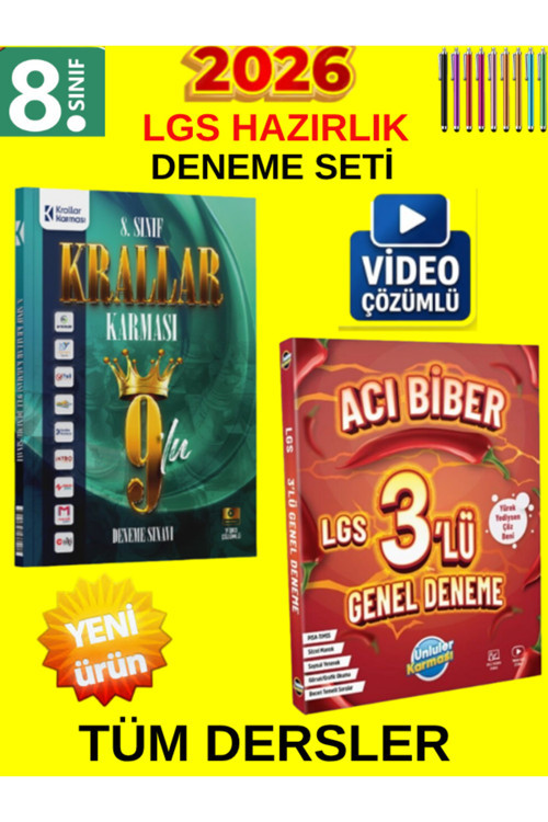 8.Sınıf Tüm Ders Lgs Genel Deneme Set-Krallar Karması 9 Lu+Ünlüler Acı Biber 3 Lü Deneme