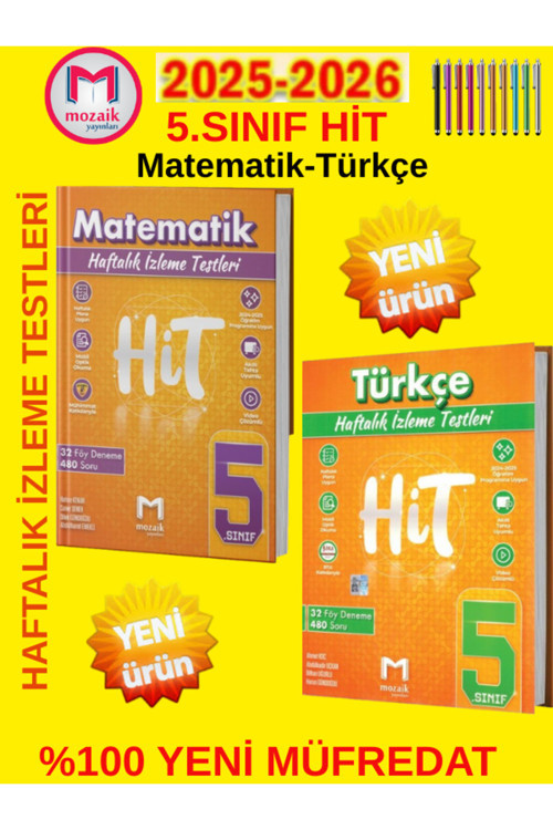 5.Sınıf Hit (M-T)2 Kitap %100 Maarif Müfredat Haftalık İzleme Testi Deneme Seti+Android Kalem