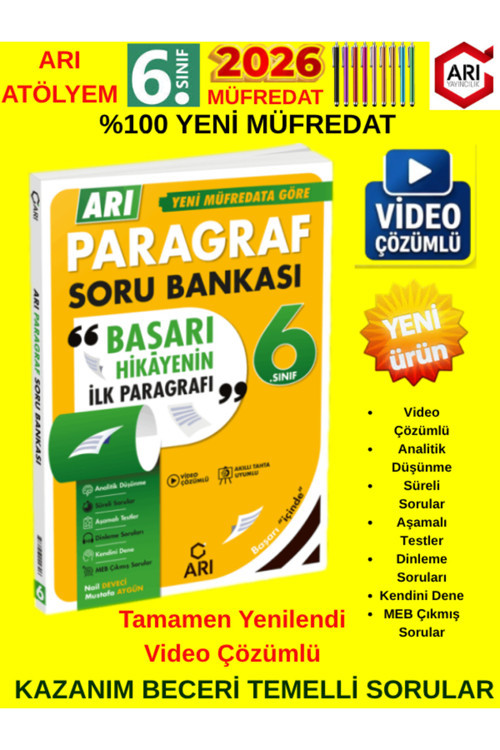 Arı Yayınları 2026 6.Sınıf Lgs Paragraf %100 Yeni Müfredat Soru Bankası+Kalem