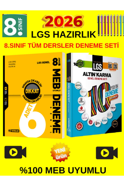 Hız Lgs 8.Sınıf 6Lı Genel Deneme+Altın Karma 8.Sınıf Lgs 10 Farklı Deneme Set+Tablet Kalem