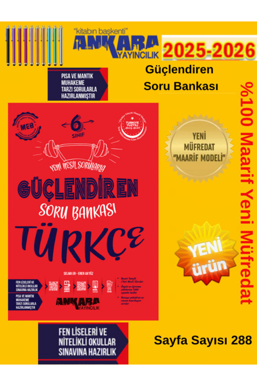 Ankara Güncel 6.Sınıf Türkçe Güçlendiren Soru Bankası+Tablet Kalem