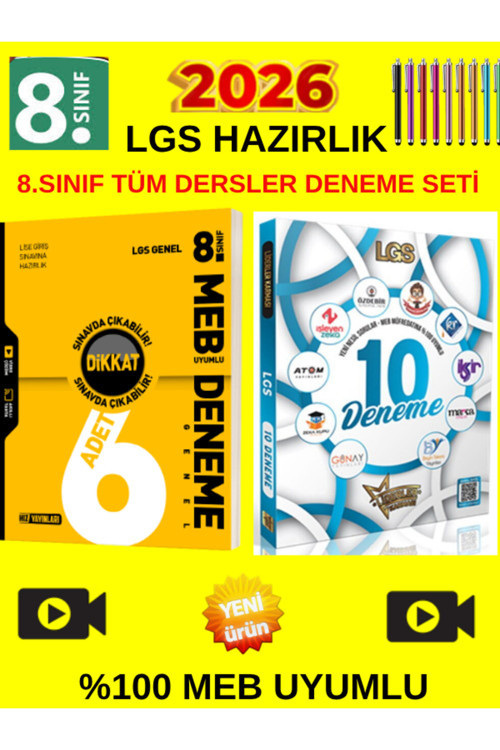 Hız Lgs 8.Sınıf 6Lı Genel Deneme+Liderler Lgs 10 Farklı Deneme Set+Kalem