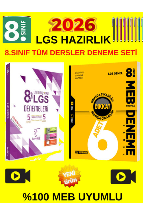 Karekök 8.Sınıf Lgs 5+5 Tüm Genel Deneme+Hız Lgs 8.Sınıf 6Lı Genel Deneme Seti+Kalem