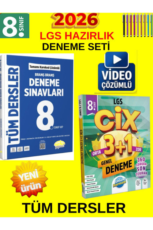 8.Sınıf Tüm Ders Lgs Kazanım Genel Deneme Set -Editör Branş Branş+Ünlüler Cix 3+1 Deneme