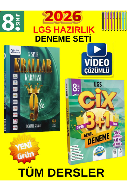Lgs Süper İkili 8. Sınıf Tüm Ders Genel Deneme Seti-Krallar Karması 9 Lu+Ünlüler Cix 3+1 Deneme