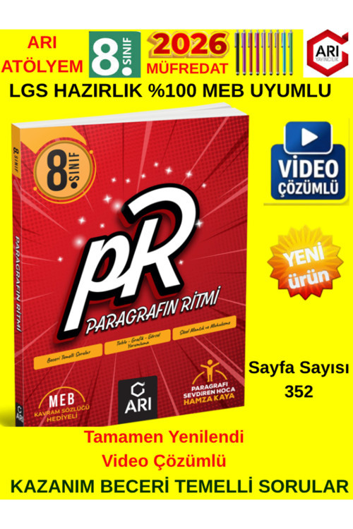 Arı Yayınları 8.Sınıf 2026 Lgs Hazırlık Paragrafın Ritmi Video Çözümlü Yeni Ürün Soru Bankası