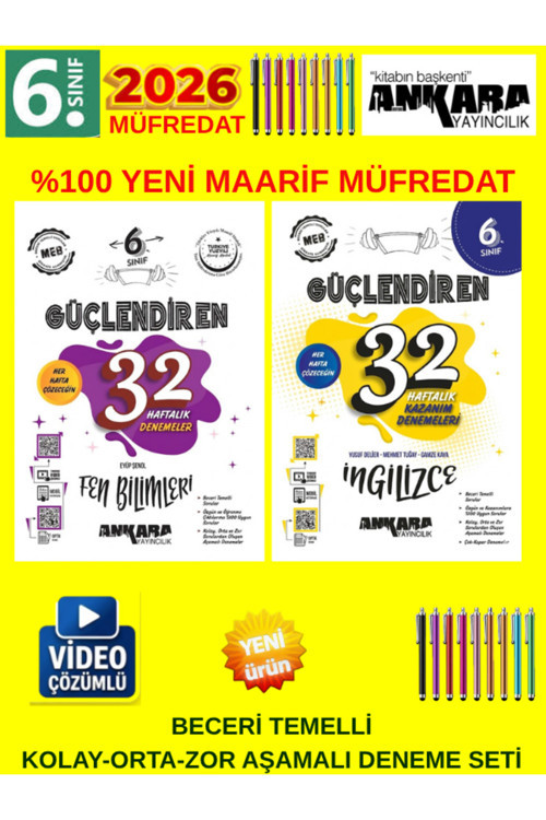 6.Sınıf Güçlendiren 2Li Deneme Seti Yeni Müfredat Beceri Temelli (Fen-İngilizce)