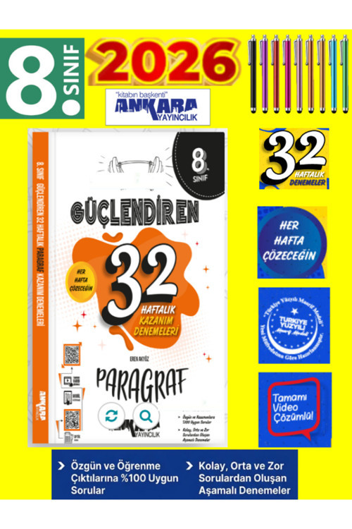 8.Sınıf Güç. Paragraf %100 Maarif Model 32 Haftalık Deneme+Kalem