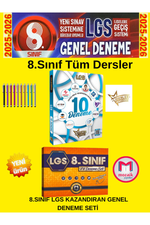 Liderler Karması 8. Sınıf Lgs 10 Deneme+Mozaik 8.Sınıf İntro 7 Li Genel Deneme