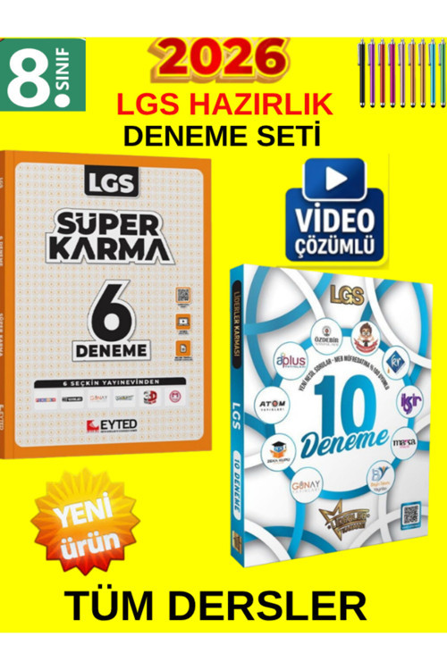 8.Sınıf Lgs Süper İkili Tüm Ders Genel Deneme Set-Eyted Süper Karma 6Lı+Liderler 10Lu Deneme