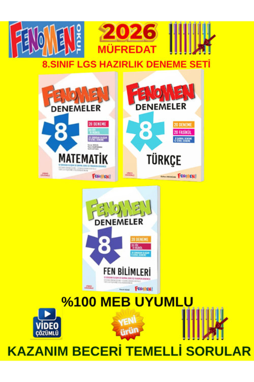 2026 Müfredat 8.Sınıf Lgs İnkılap İngilizce Din 3 Kitap Kazanım Ve Beceri Temelli Denemeler+Kalem