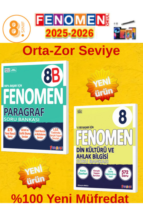 2025-2026 Kurmay 8.Sınıf Paragraf B-Din Fenomen B Soru Bankası +Kalem