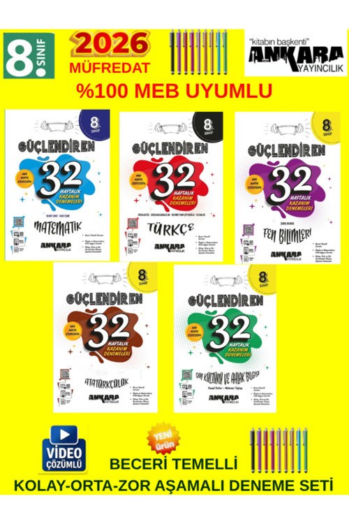 8.Sınıf Güçlendiren 5'Lı Deneme Seti Yeni Müfredat Beceri Temelli (M-T-F-İ-D)