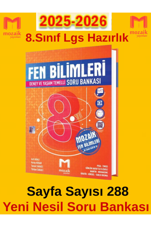 Güncel Mozaik Yeni Müfredat 8.Sınıf Fen Bilimleri (Yeni Ürün)Soru Bankası +Android Kalem