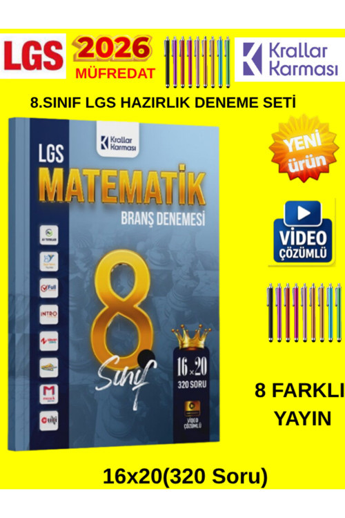 2026 8.Sınıf Lgs Hazırlık Matematik 320 Soru 8 Farklı Yayın Branş Deneme +Android Kalem
