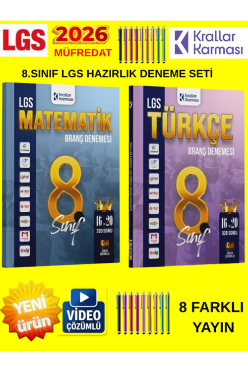 2026 8.Sınıf Lgs Hazırlık Matematik Türkçe 8 Farklı Yayın Branş Deneme Kaynağı+Android Kalem