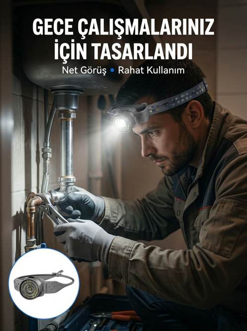 uygun Yüksek Parlaklıklı LED Kafa Feneri Gece Çalışmaları İçin Yüksek Parlaklıklı popül