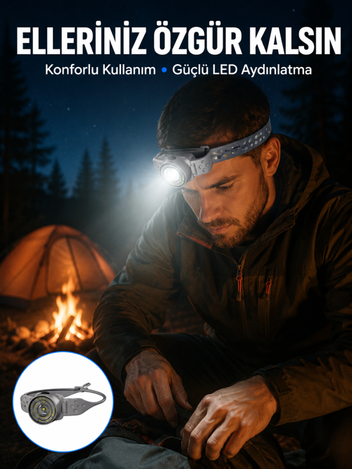 uygun LED Kafa Feneri Ayarlanabilir Baş Bantlı Güçlü Aydınlatma Lambası popüler
