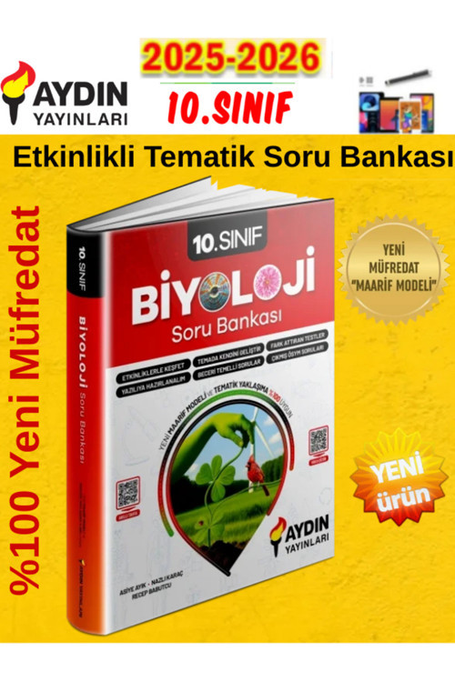 Aydın Yayınları 2026 10.Sınıf Biyoloji %100 Müfreadat Etkinlikli Tematik Soru Bankası+Kalem
