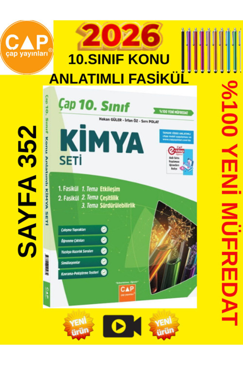 Çap 2026 10.Sınıf Kimya %100 Maarif Müfredat Konu Anlatımlı Soru Fasikül Seti+Android Kalem