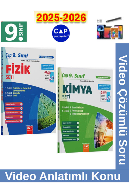9.Sınıf 2025-2026 Müfredat Fizik-Kimya Video Anlatımlı Video Çözümlü Soru Bankası Seti+Kalem
