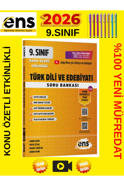 9.Sınıf T.Dili Edebiyat%100 Yeni Müfredat Konu Özetli Etkinlikli Soru Bankası+Android Kalem