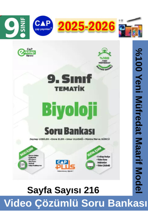 9.Sınıf 2025-2026 Biyoloji Video Çözümlü Marif Müfredat Soru Bankası Seti+Kalem