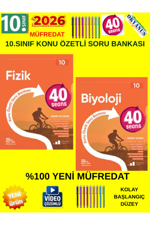 Güncel 10.Sınıf 40 Sesans Fizik-Biyoloji Konu Özetli(Kolay) Soru Bankası Seti(Yeni Müfredat)