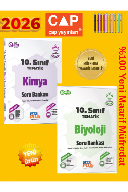 2026 10.Sınıf Kimya-Biyoloji %100 Yeni Maarif Müfredat Soru Bankası Seti+Tablet Kalemi