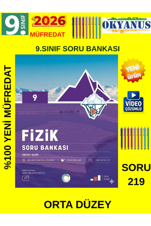 Güncel 9.Sınıf Iceberg Fizik (Orta) Soru Bankası Seti(Yeni Müfredat)+Tablet Kalem
