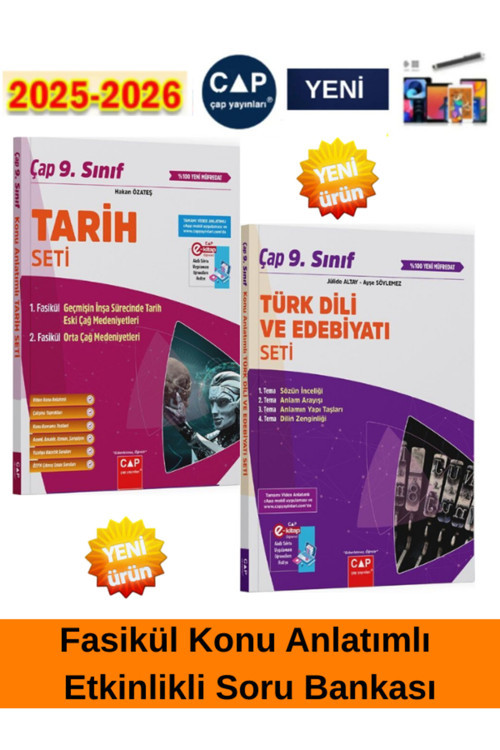 2025-2026 9.Sınıf Tarih-Türk Dili Edb. %100 Yeni Müfredat Konu Anlatımlı Fasikül(2Kitap)+Kalem