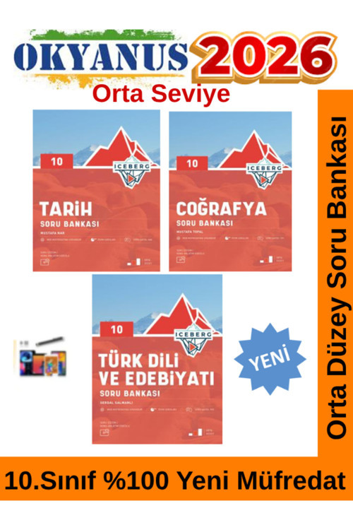 2026 10.Sınıf Iceberg Türk Dili Edb-Tarih-Coğrafya %100 Yeni Müfredat Soru Bankası Seti+Kalem
