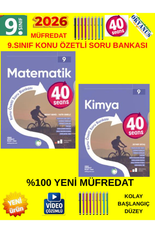 Güncel 9.Sınıf 40 Sesans Matematik-Kimya Konu Özetli(Kolay) Soru Bankası Seti(Yeni Müfredat)